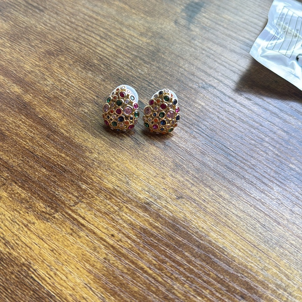 Multicolor Gemstone Gold Earrings - Picture 5 of 9